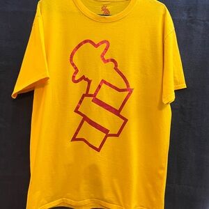 Scrap Time Yellow T-Shirt with Red Graphic